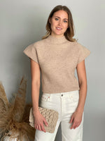 Load image into Gallery viewer, sleeveless turtleneck soft extra fine light weight merino wool sashu shoulder pads 

