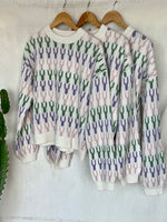 Load image into Gallery viewer, Womens chunky knit jacquard sweater jumper cable knit 
